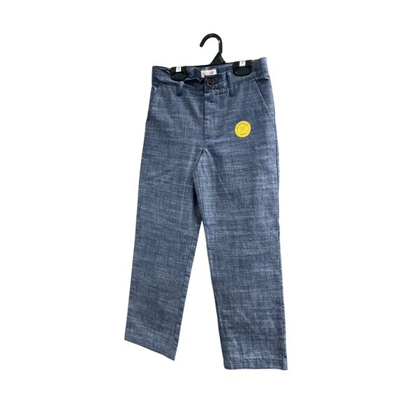 Boys Chambray Suiting Pants Cat & Jack Navy Blue Size 6 With Reinforced Knees Du - Picture 3 of 7